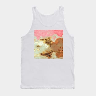 gold pink beige brown grey white abstract marbled painting Tank Top